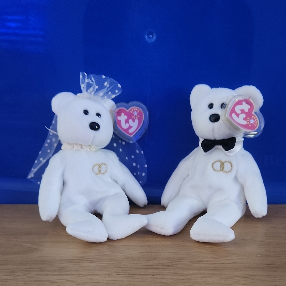 White TY Wedding Bear Set